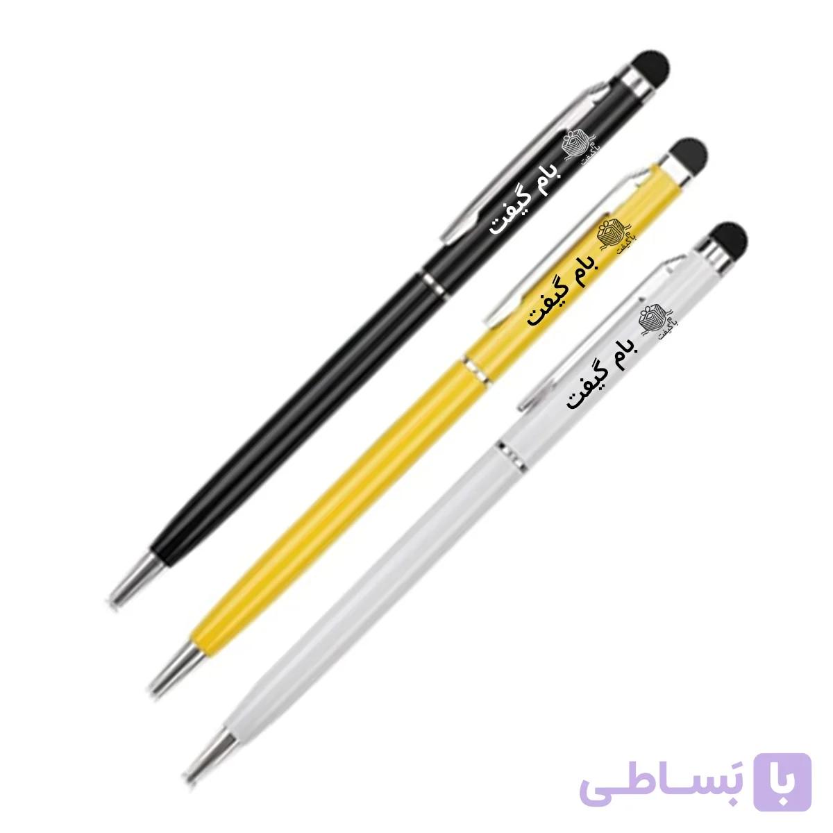 خودکار فلزی گیره نقره ای تبلیغاتی همراه با تاچ پن کد PML010