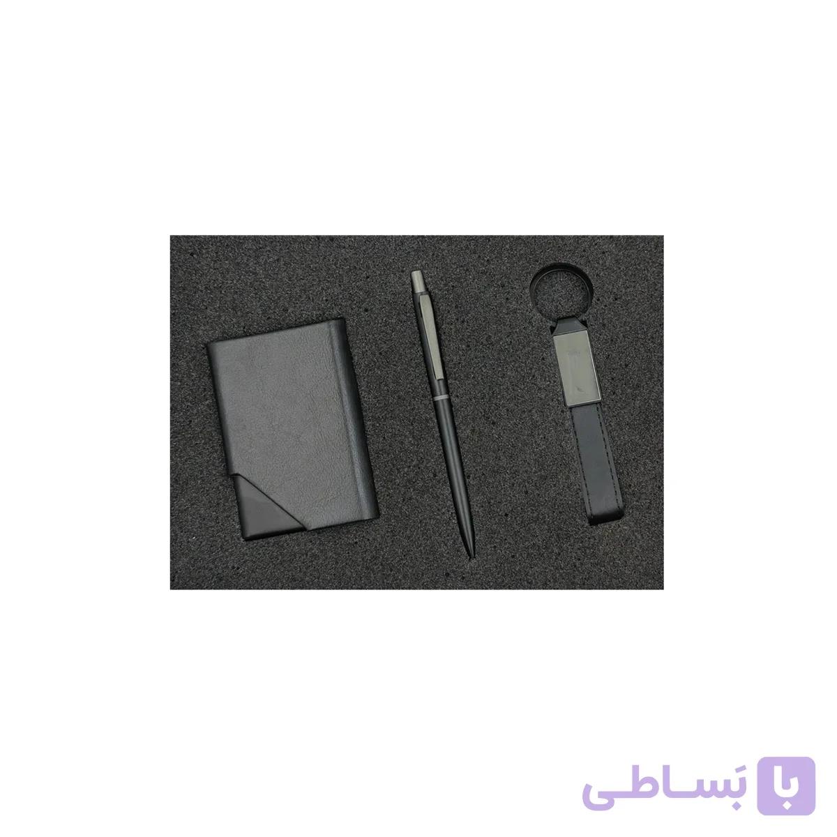 ست هدیه تبلیغاتی چرم مشکی کدSB4001