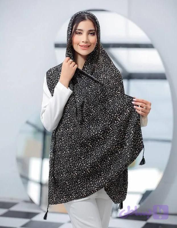 شال نخی اشکی منگوله دار