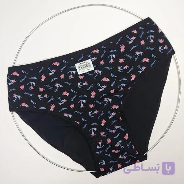 شورت زنانه نخی طرح دار مشکی میسپل Missple سایز 3xl