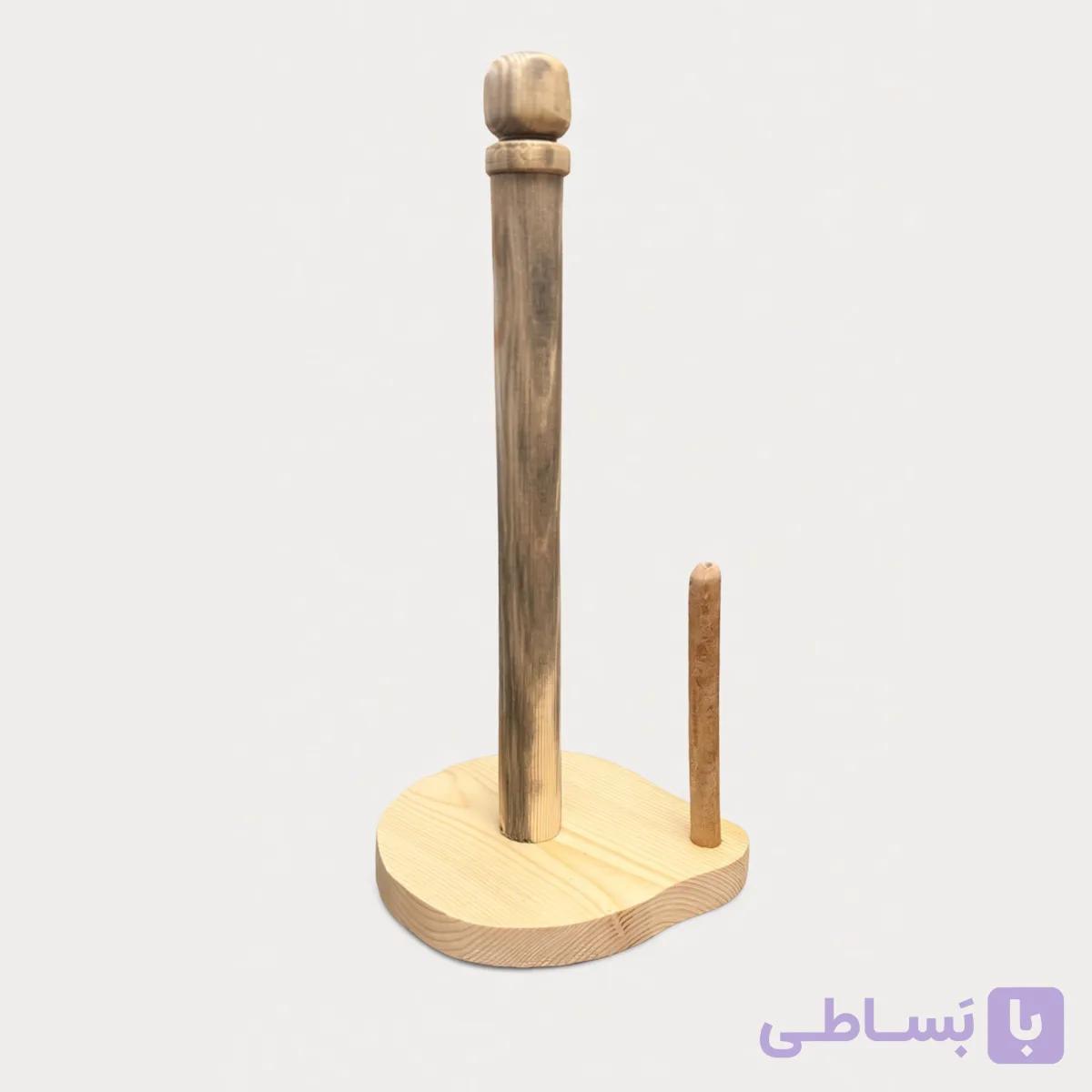 جا دستمال رولی چوبی روشن — تصویر 1