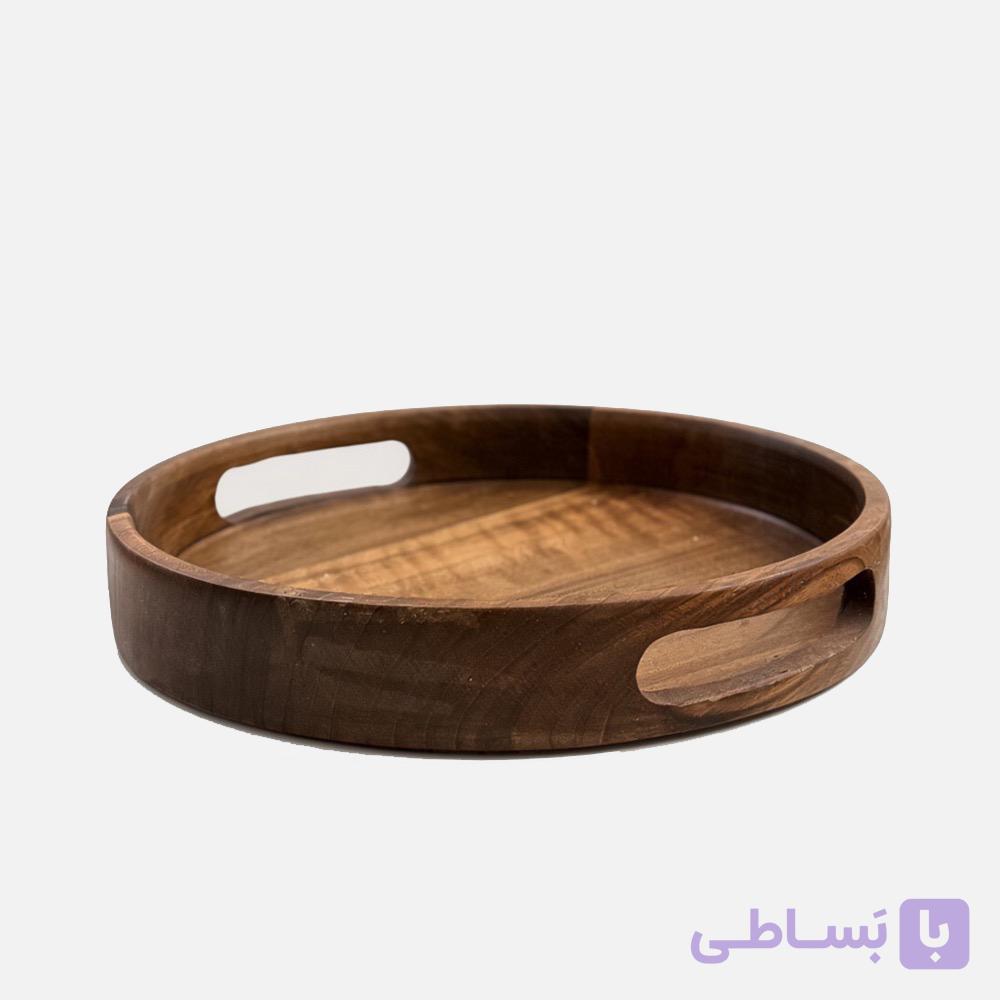 سینی چوبی گرد دسته‌ سرخود قطر ۳۰ — تصویر 1