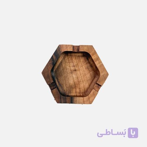 زیرسیگاری چوبی شیاردار شش ضلعی — تصویر 1