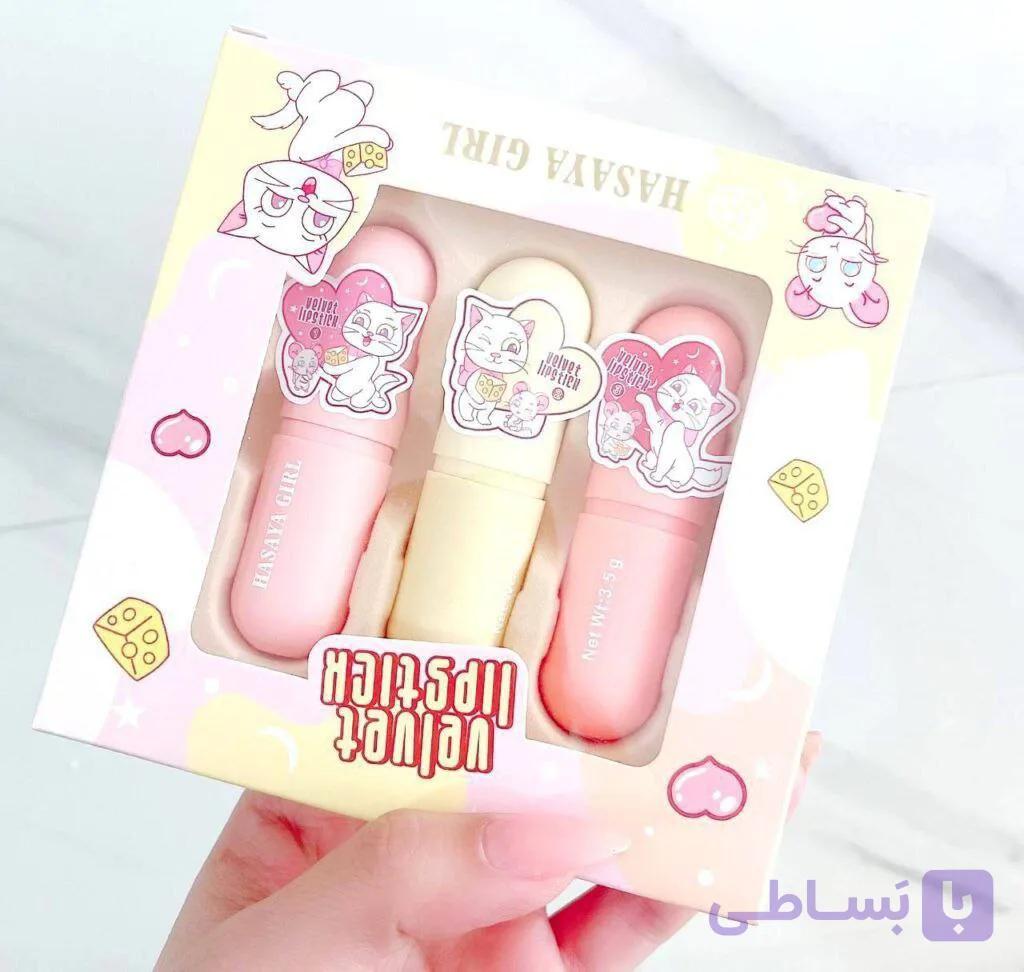 پک رژلب جامد گربه ای Hasaya girl
