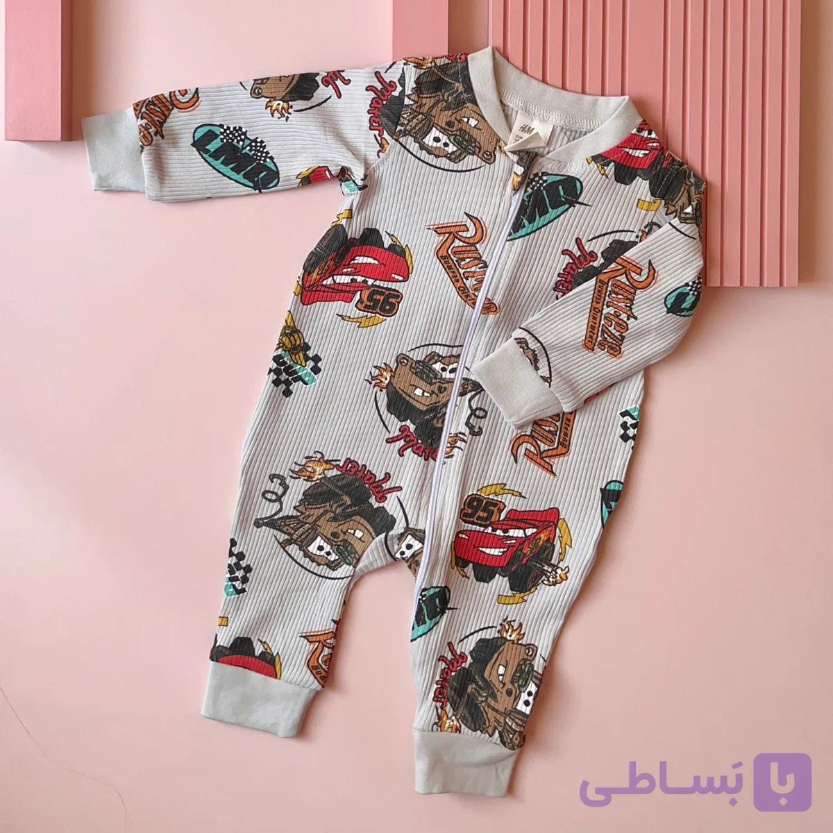 سرهمی کبریتی نوزادی و بچگانه اچ اند ام طرح ماشین ها کد 1147 — تصویر 1