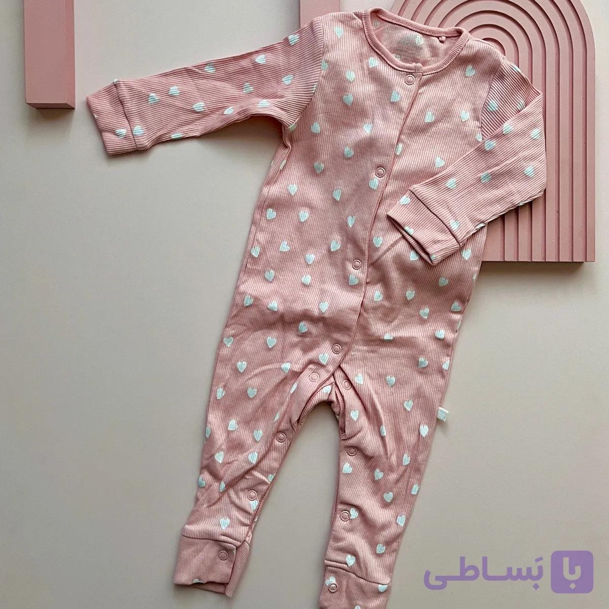 سرهمی نوزادی و بچگانه نکست صورتی قلبی کد 1204 — تصویر 1