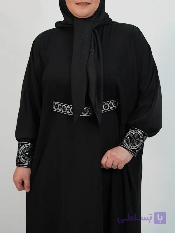 مانتو زنانه عبایی مدل آیسان کد 202 فری سایز رنگ مشکی ( عمده ) — تصویر 1