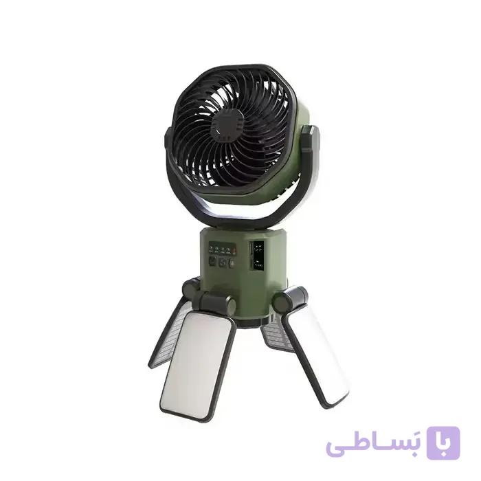 پنکه شارژی خورشیدی چندمنظوره مدل F6611 | پاور بانک + چراغ + پنل خورشیدی — تصویر 1