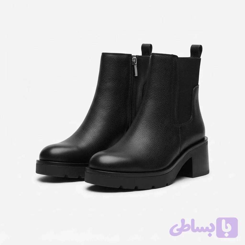نیم بوت چرم زنانه مدل 6017 — تصویر 1
