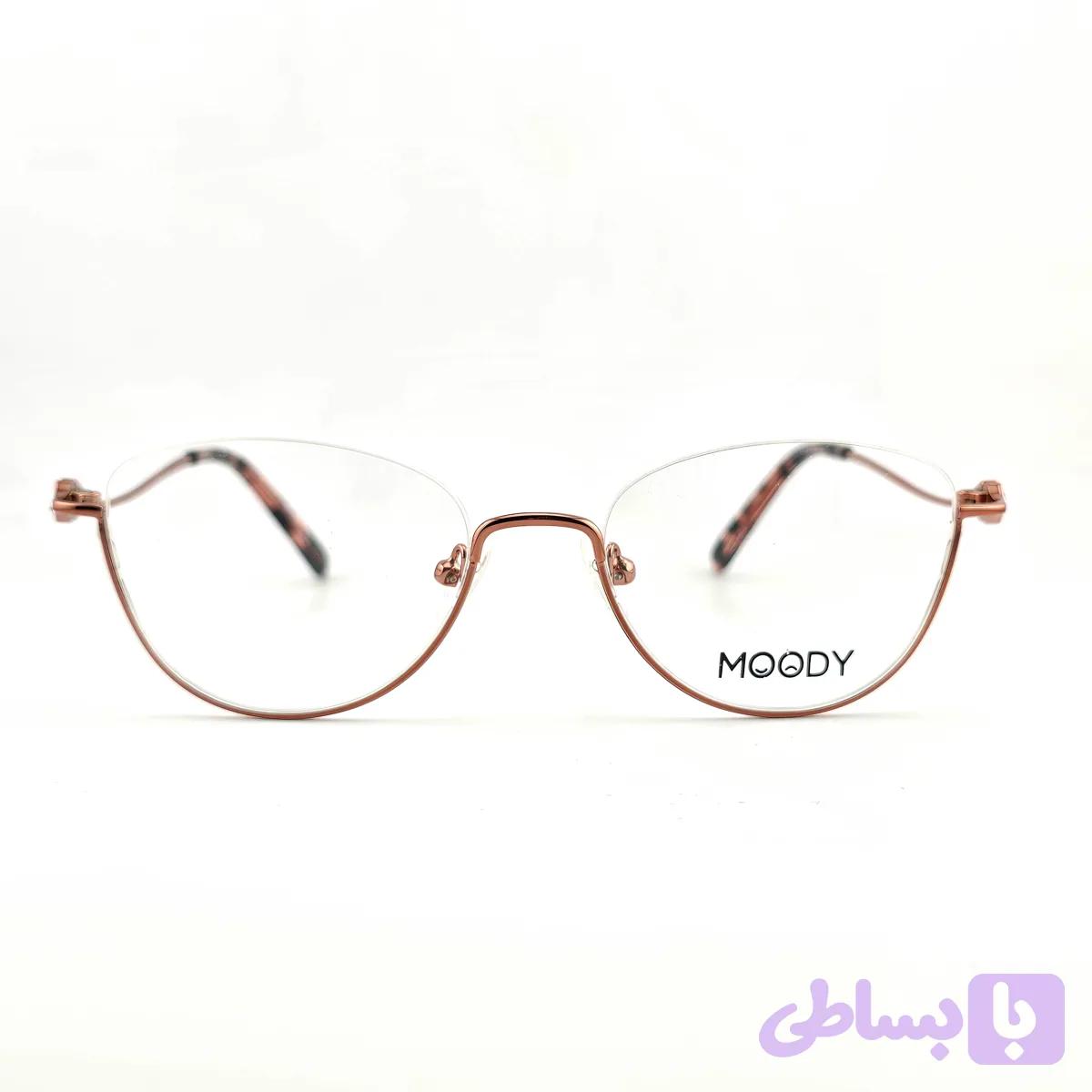 فریم عینک طبی فلزی زنانه نیم فریم نگین دار MOODY مدل 2059