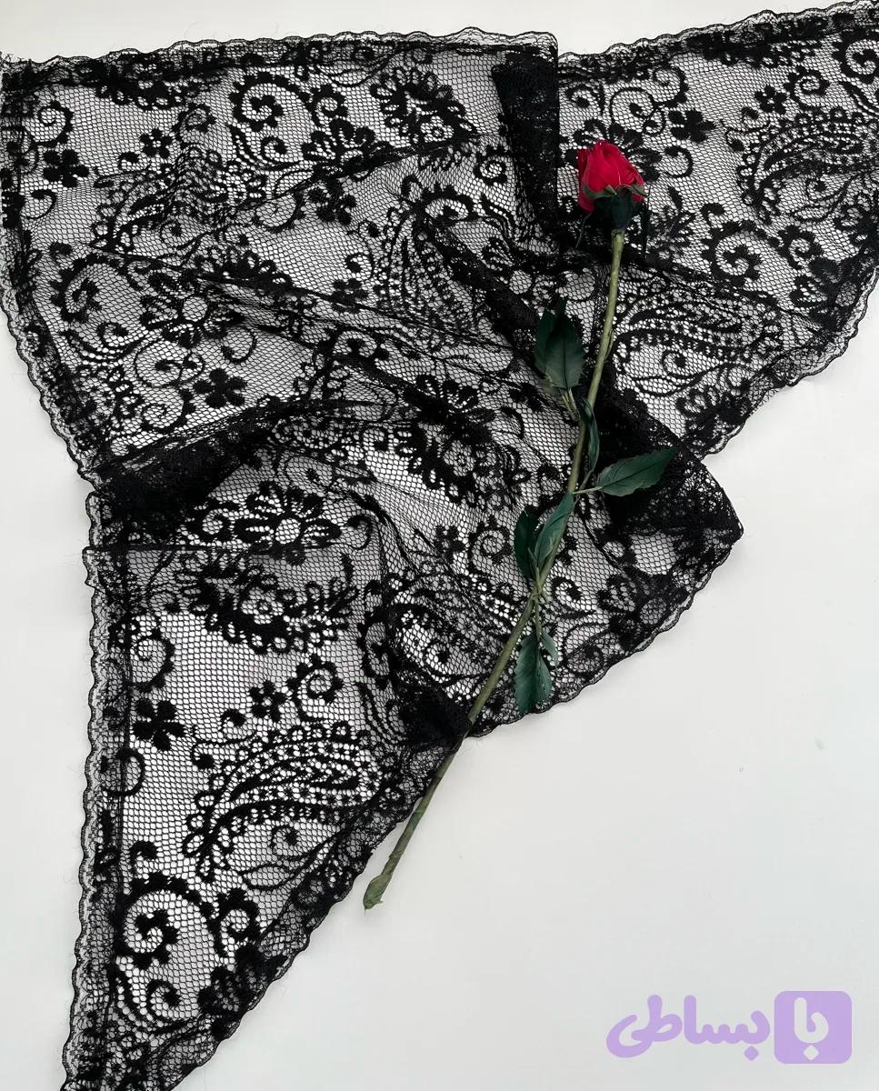 روسری ۳گوش گیپوری دور دانتل روسری سه گوش مجلسی
