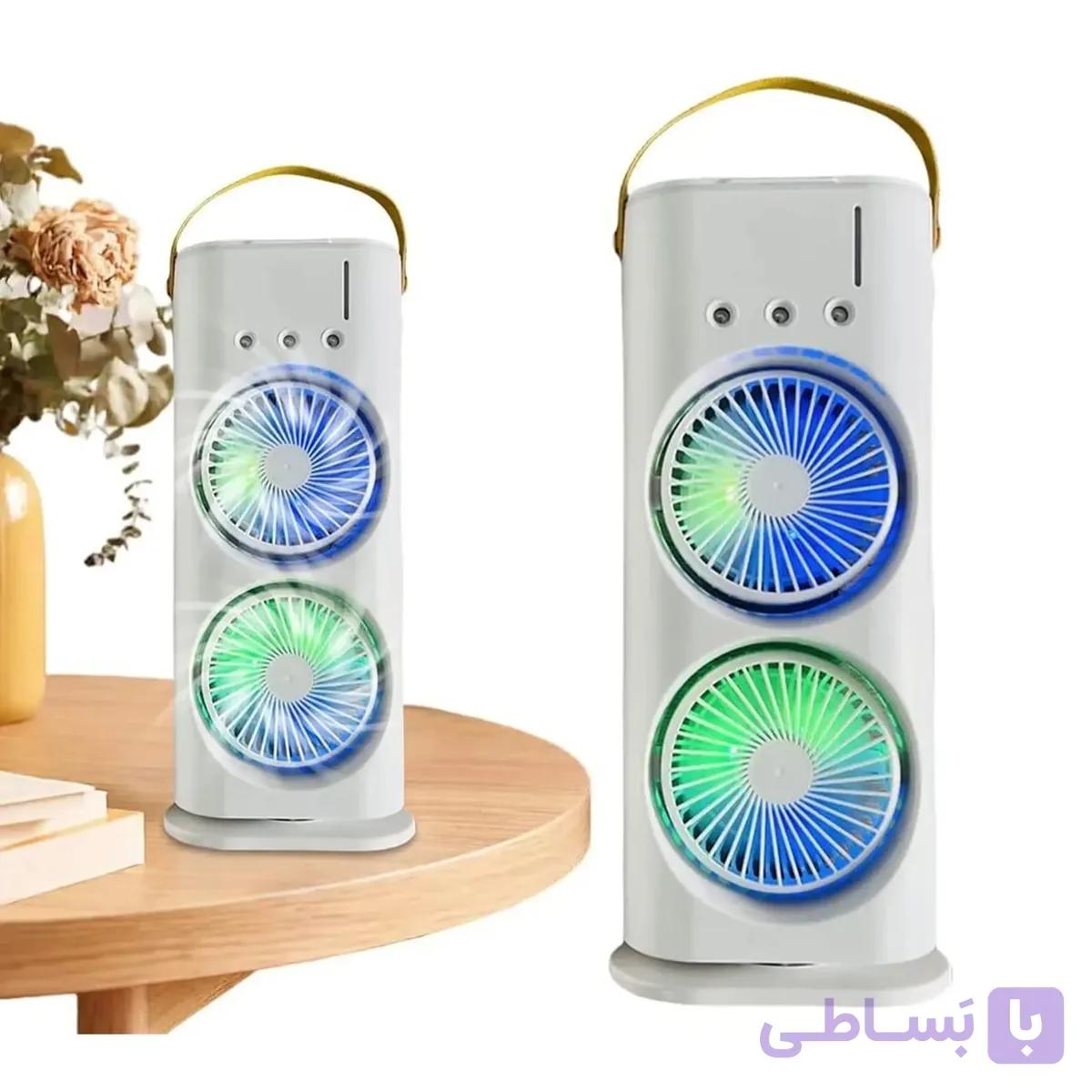 پنکه رومیزی مه پاش شارژی دو فن Double Ended Spray Fan — تصویر 1