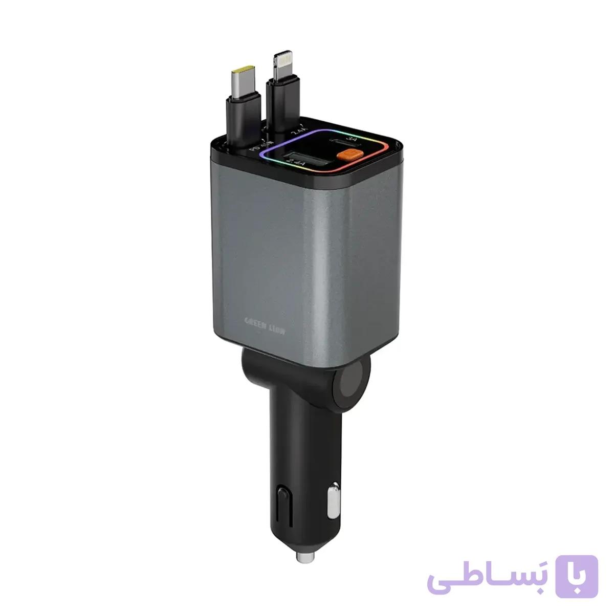 شارژر فندکی 65 وات گرین لاین با کابل جمع شونده مدل Green Lion GL-CC20 — تصویر 1
