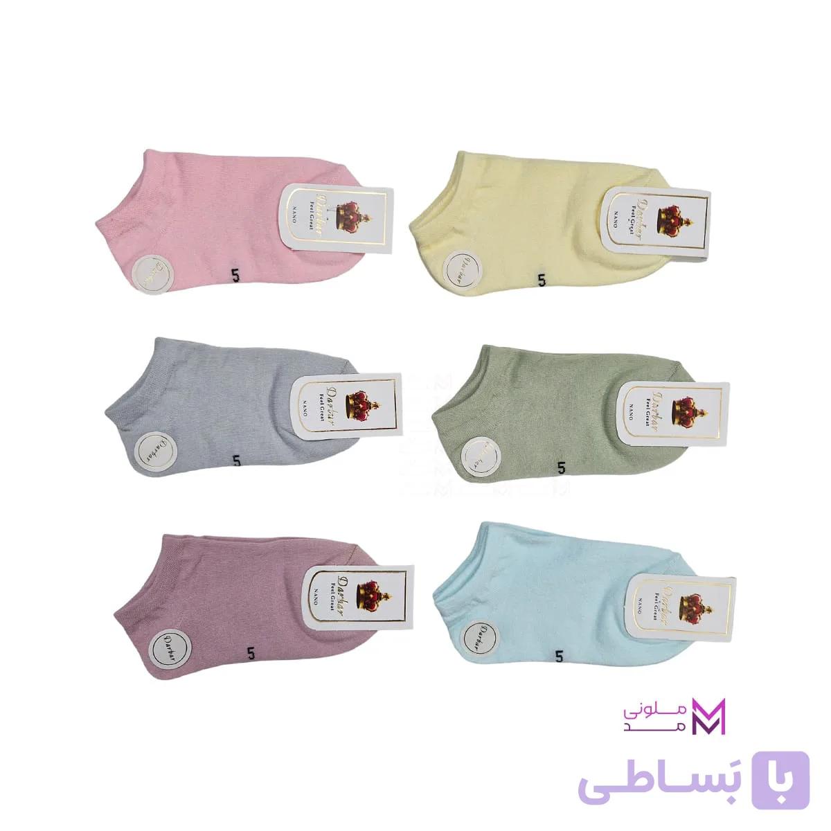 جوراب دخترانه ساده 6 تا 8 سال 6 رنگ - ملونی مد