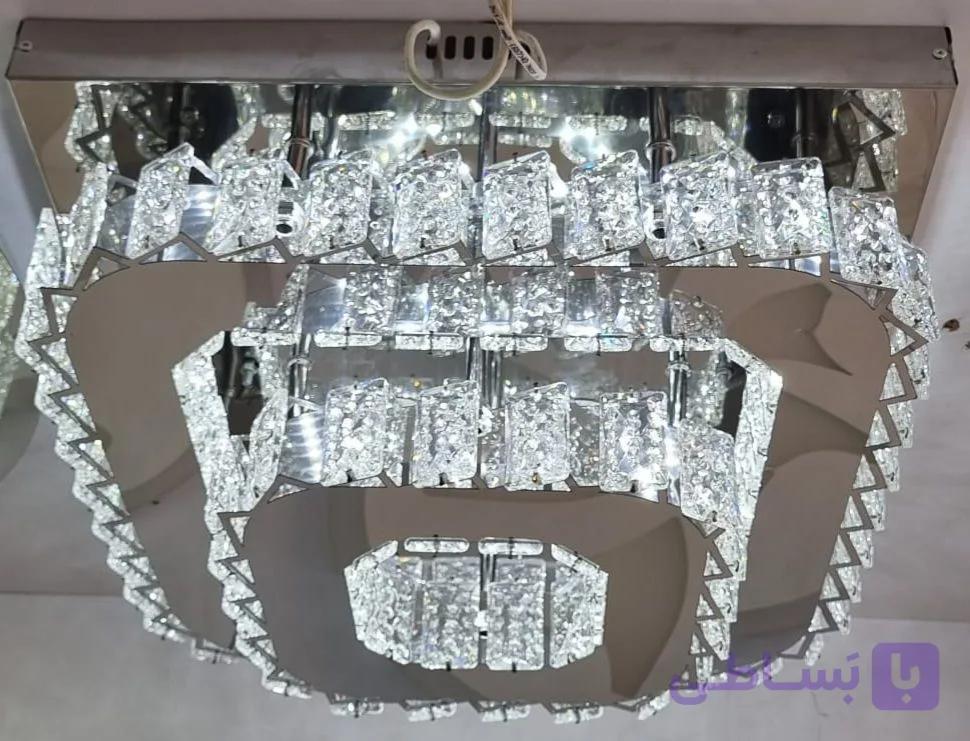 لوستر مربعی سقفی کریستالی سایز ۴۰*۲۰فشن