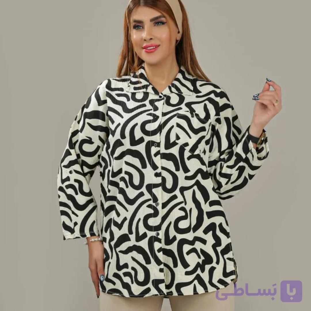 شومیز زنانه مدل آستین بلند پارچه اطلس دنیز فری سایز تا ۵۰ شش طرحی