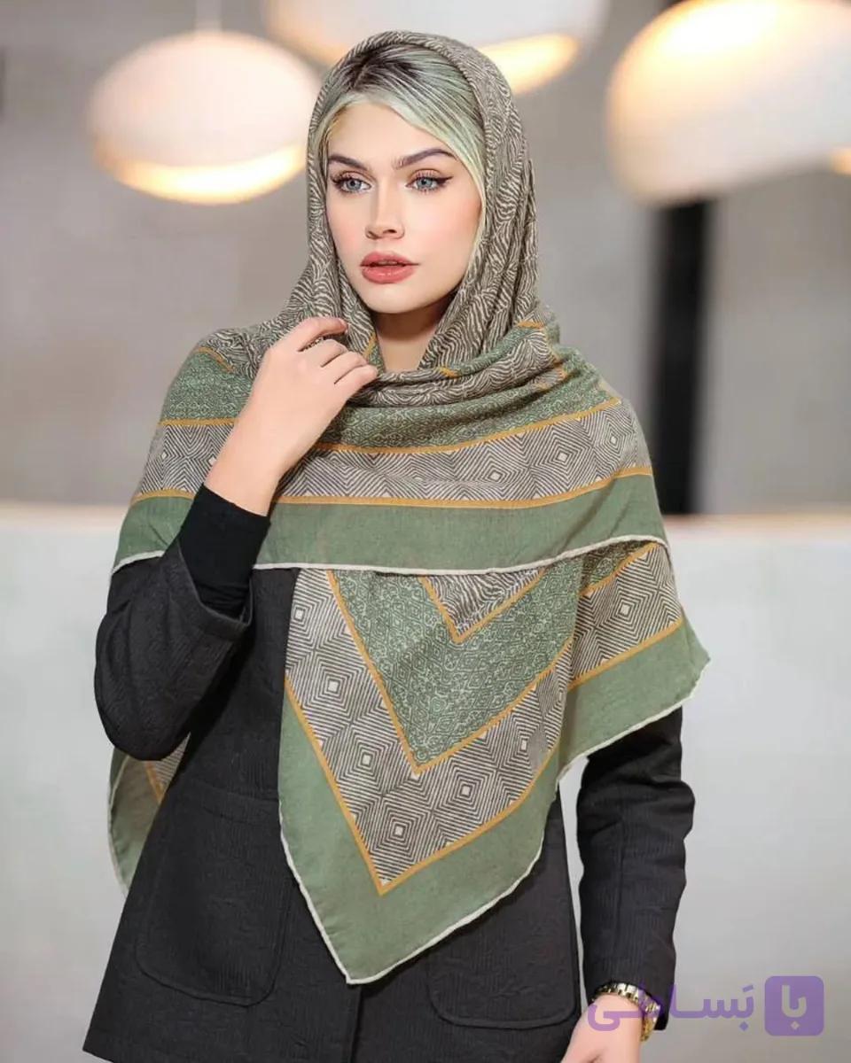 روسری زنانه  نخ سیااسکارف گرم بالا عرض ۱۲۰ زنانه دور دست دوز