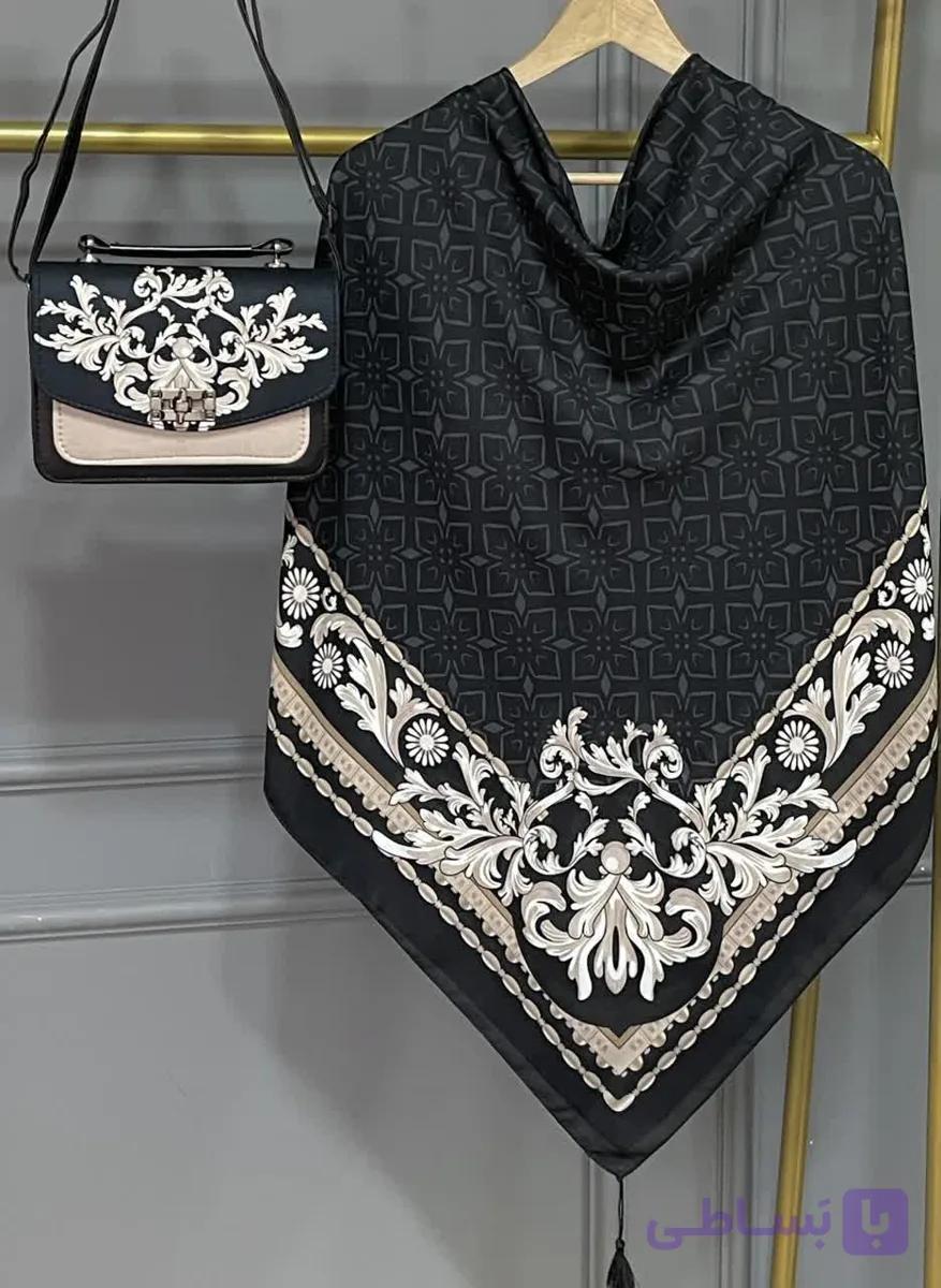 ست کیف و روسری زنانه طرح جدید روشا نسکافه ای روسری زنانه طرح روشا کیفیت عالی کد mo1031