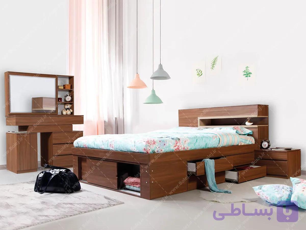 سرویس خواب دونفره مدرن کمد دار کالج | سفارش سرویس خواب از کارخانه