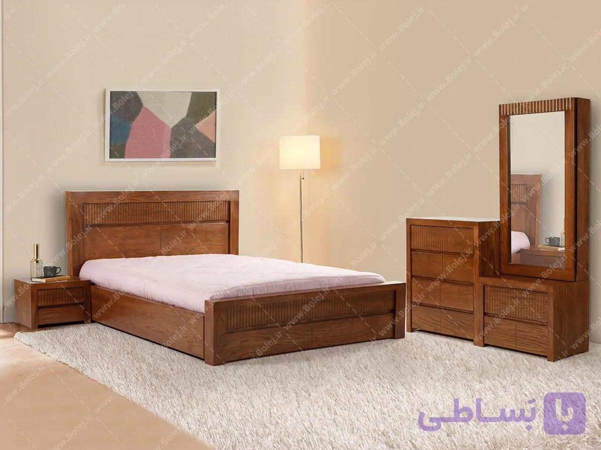 سفارش سرویس خواب دونفره چوب طبیعی آکاژو با اقساط بدون سود