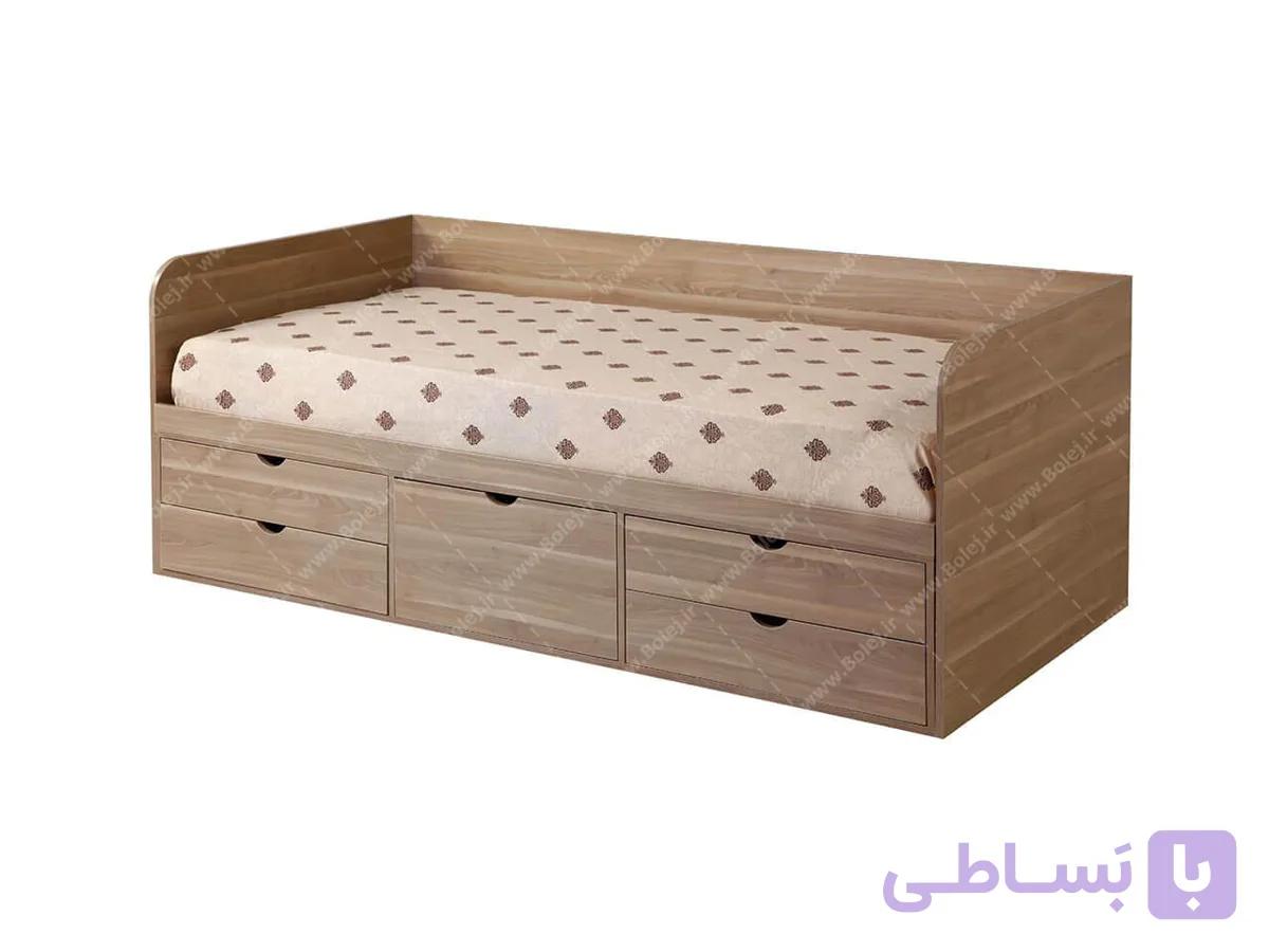 خرید تخت خواب یک نفره اسپرت لبه دار و کشودار BS903 با اقساط بدون سود