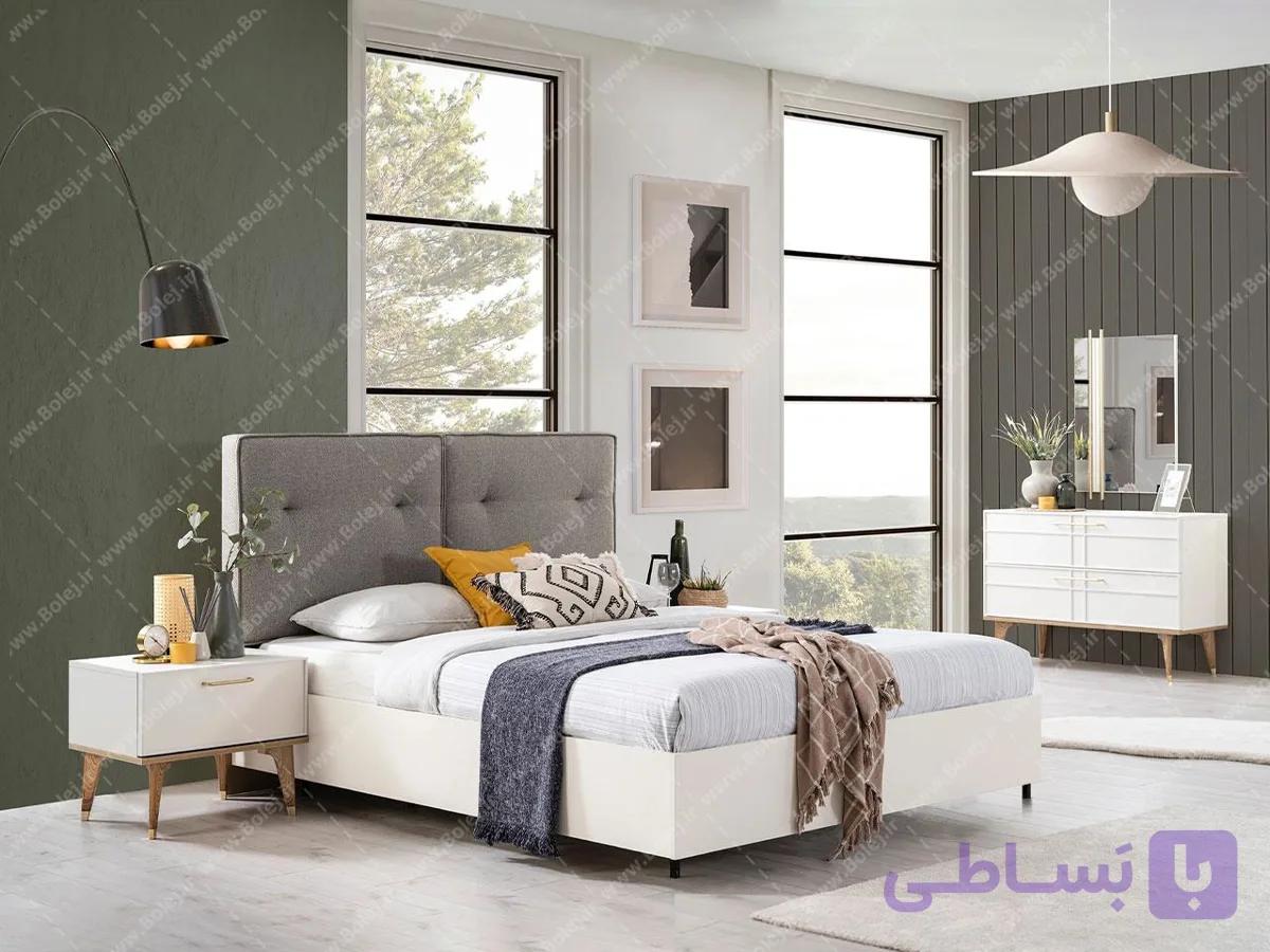 سرویس خواب دونفره عروس شیک و ساده پاریس | خرید با تحویل فوری