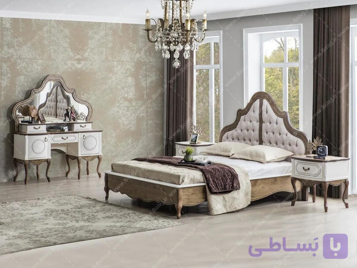 خرید سرویس خواب چوبی سلطنتی طرح ترک الماس با اقساط 2 ساله
