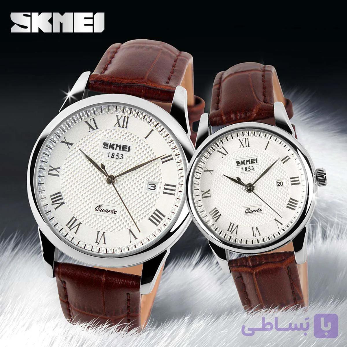 ست ساعت مردانه و زنانه SKMEI 9098 کاملاً ORIGINAL با پک کامل + ضمانت اصالت و بازگشت — تصویر 1
