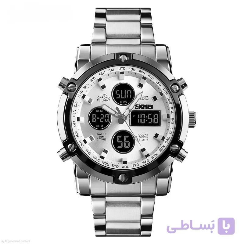 ساعت مردانه SKMEI 1389 سفید کاملاً ORIGINAL با پک کامل و دفترچه + ضمانت اصالت و بازگشت — تصویر 1