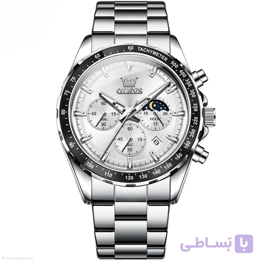 ساعت مردانه OLEVS 2945 سفید کاملاً ORIGINAL با پک لاکچری اصلی و کارت گارانتی و دفترچه + ضمانت اصالت و بازگشت محصول — تصویر 1