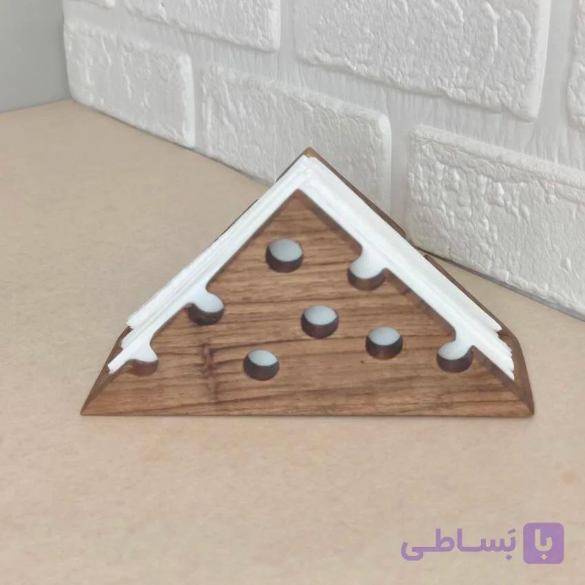 جادستمالی رومیزی چوبی مثلثی مدل پنیر چوب گردو کد 439 — تصویر 1