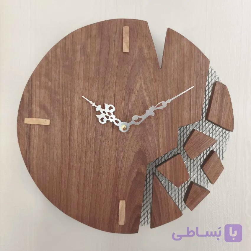 ساعت دیواری چوب و فلز دستساز کد422 — تصویر 1