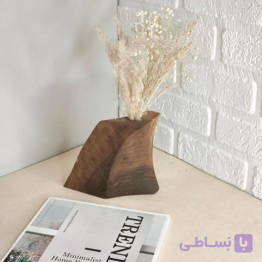 گلدان چوبی دکوراتیو دستساز گردو کد441 — تصویر 1