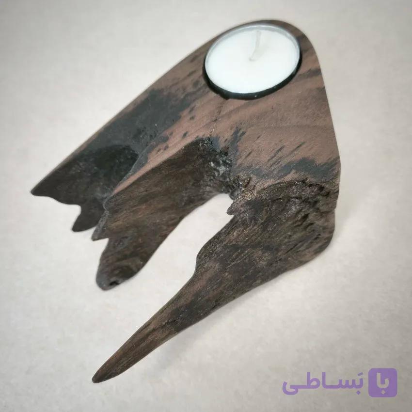 جاشمعی چوبی روستیک دفرمه گردو کد 393 — تصویر 1