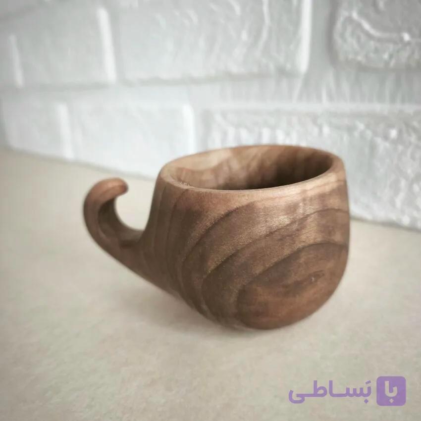 فنجان قهوه چوبی دسته دار دستساز گرو کد440 — تصویر 1