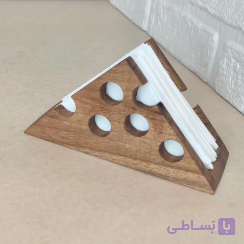 جادستمالی چوبی رومیزی مثلثی طرح پنیر گردو کد436 — تصویر 1