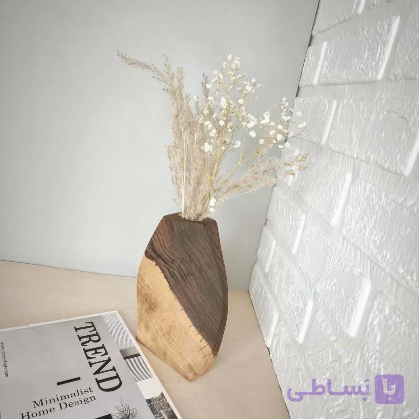 گلدان چوبی دکوراتیو دستساز چوب گردو کد443 — تصویر 1