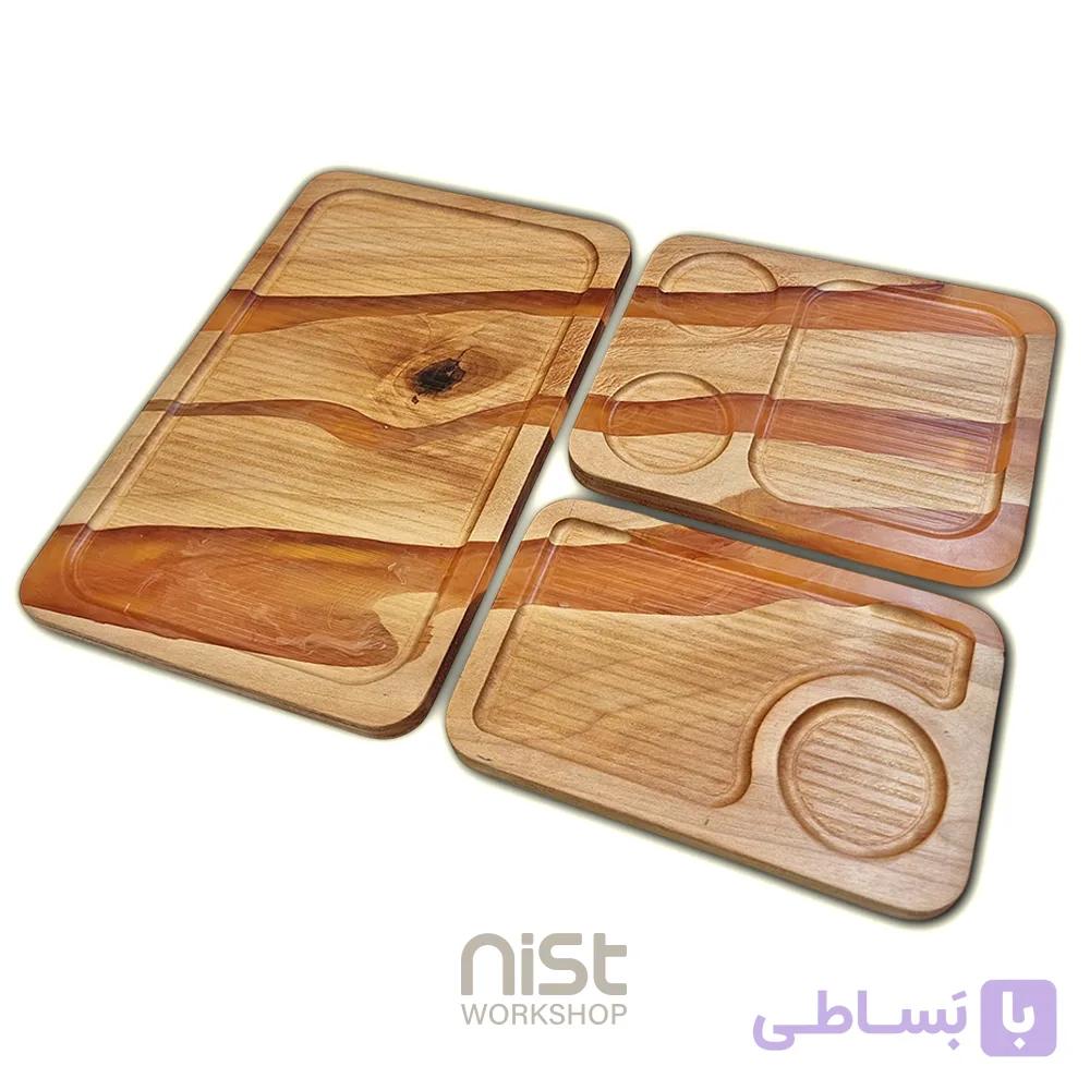سینی قهوه چوبی و رزینی مدل توسکا کاراملی ابری - کد ۰۰۰۴