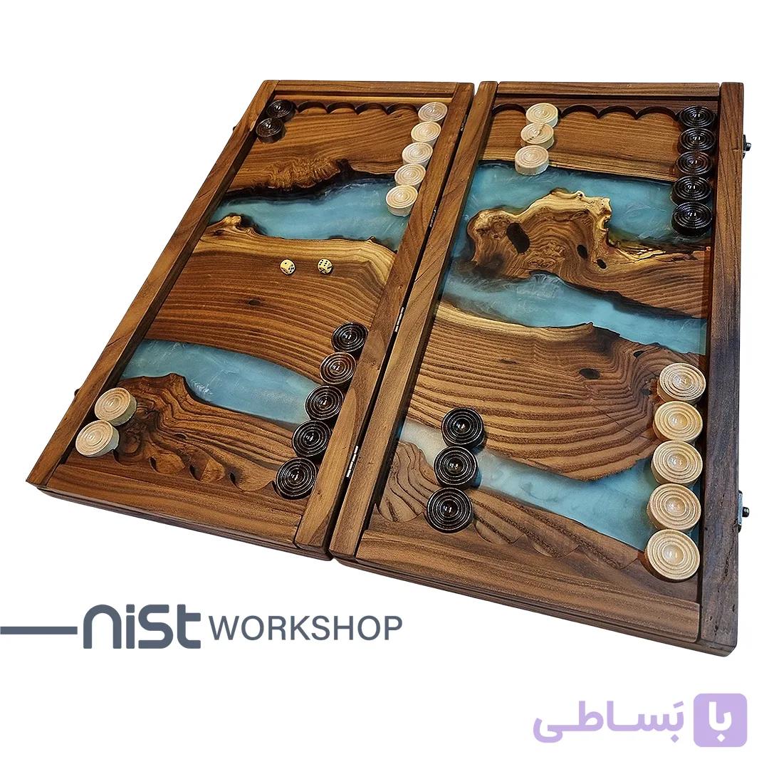 تخته نرد کلاسیک چوبی و رزینی مدل سنجد دودی کد TN_senjed0001