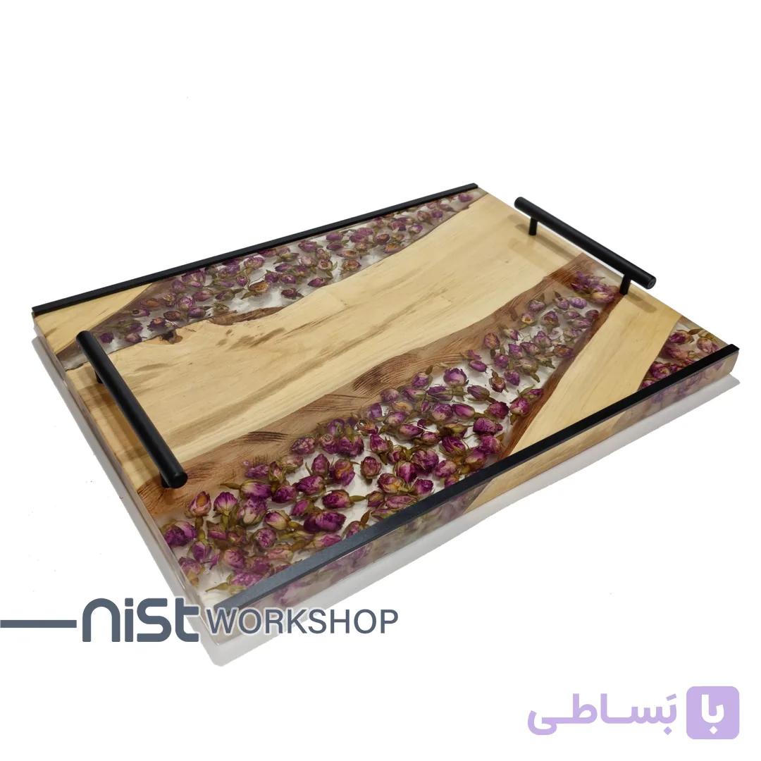 سینی چوب و رزین مدل گل انجیری