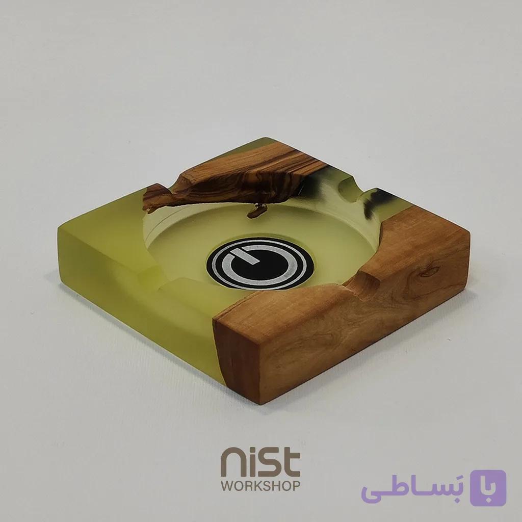 زیرسیگاری چوب زیتون و رزین سبز زیتونی شفاف_کد۰۰۰۵