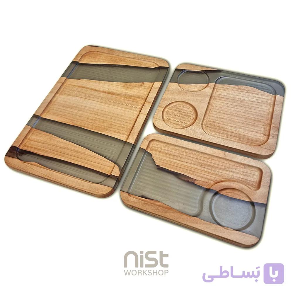 سینی قهوه چوبی و رزینی مدل توسکا دودی - کد ۰۰۰۱