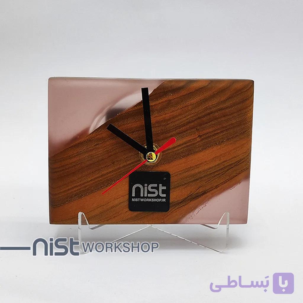 ساعت رومیزی چوب زردآلو و رزین گلبهی_کد۰۰۰۷