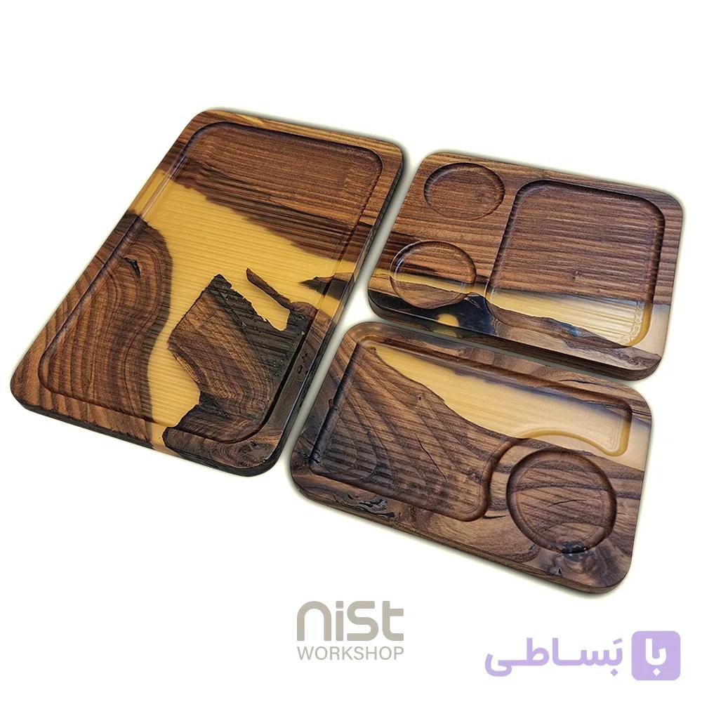 سینی قهوه چوبی و رزینی مدل سنجد نسکافه ای - کد ۰۰۰۸