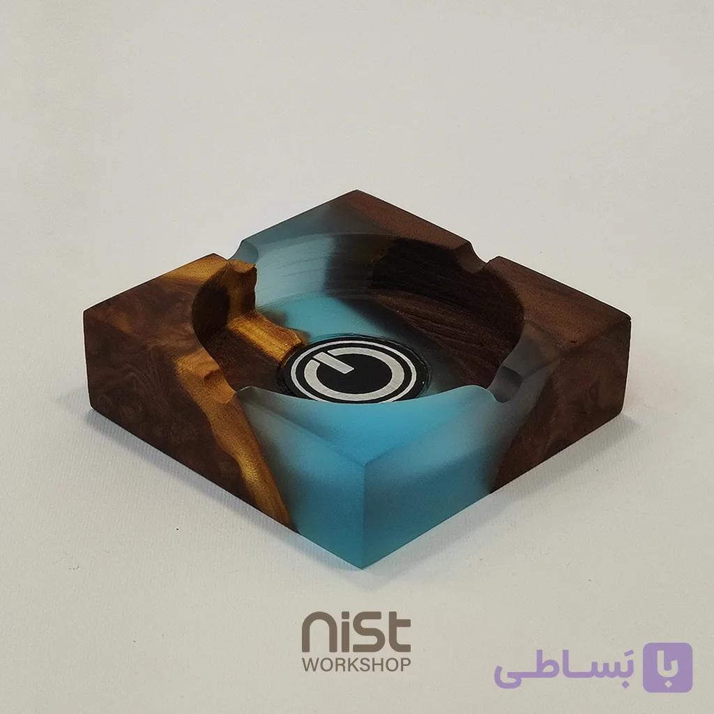 زیرسیگاری چوب سنجد و رزین آبی_کد0009