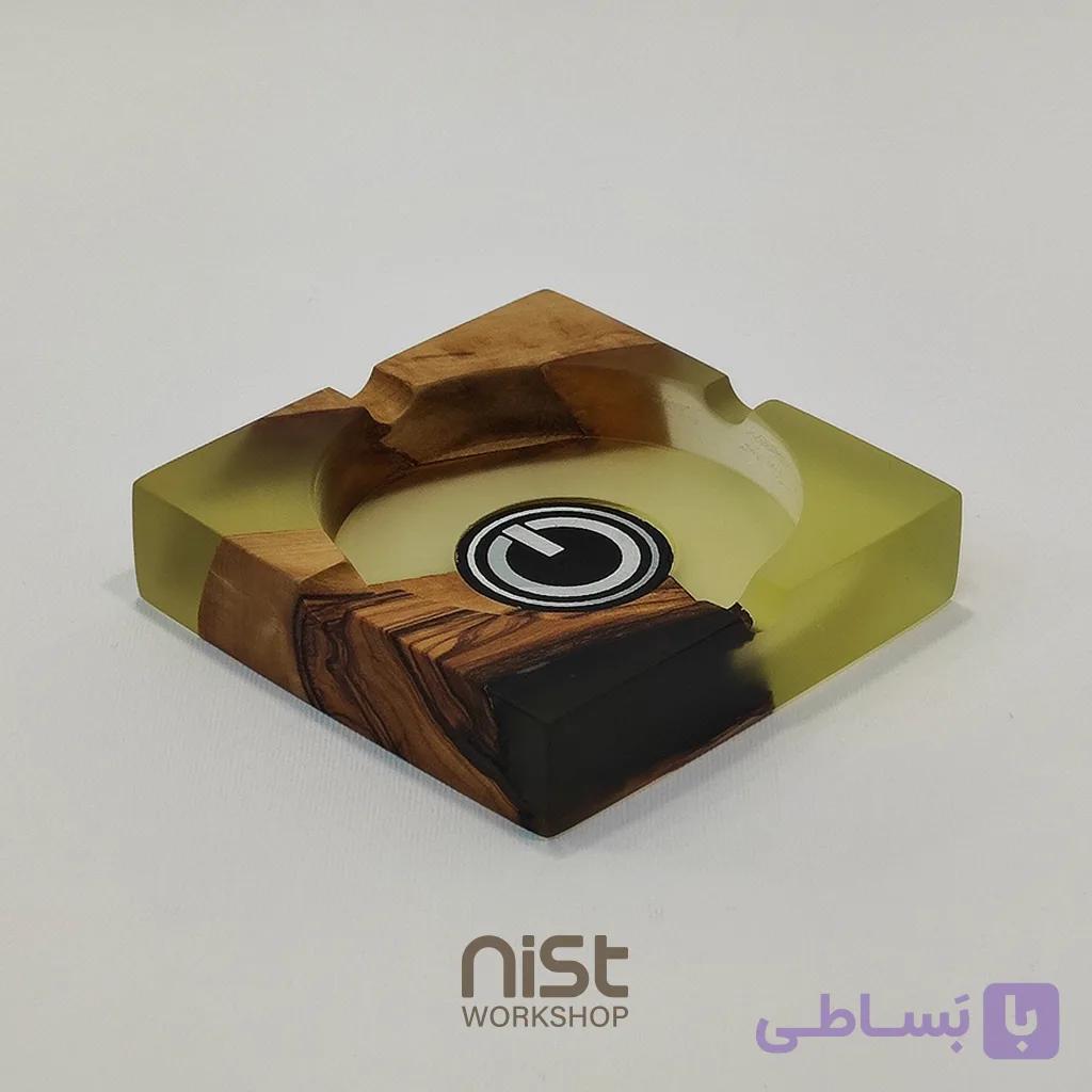زیرسیگاری چوب زیتون و رزین سبز زیتونی شفاف_کد۰۰۰۷