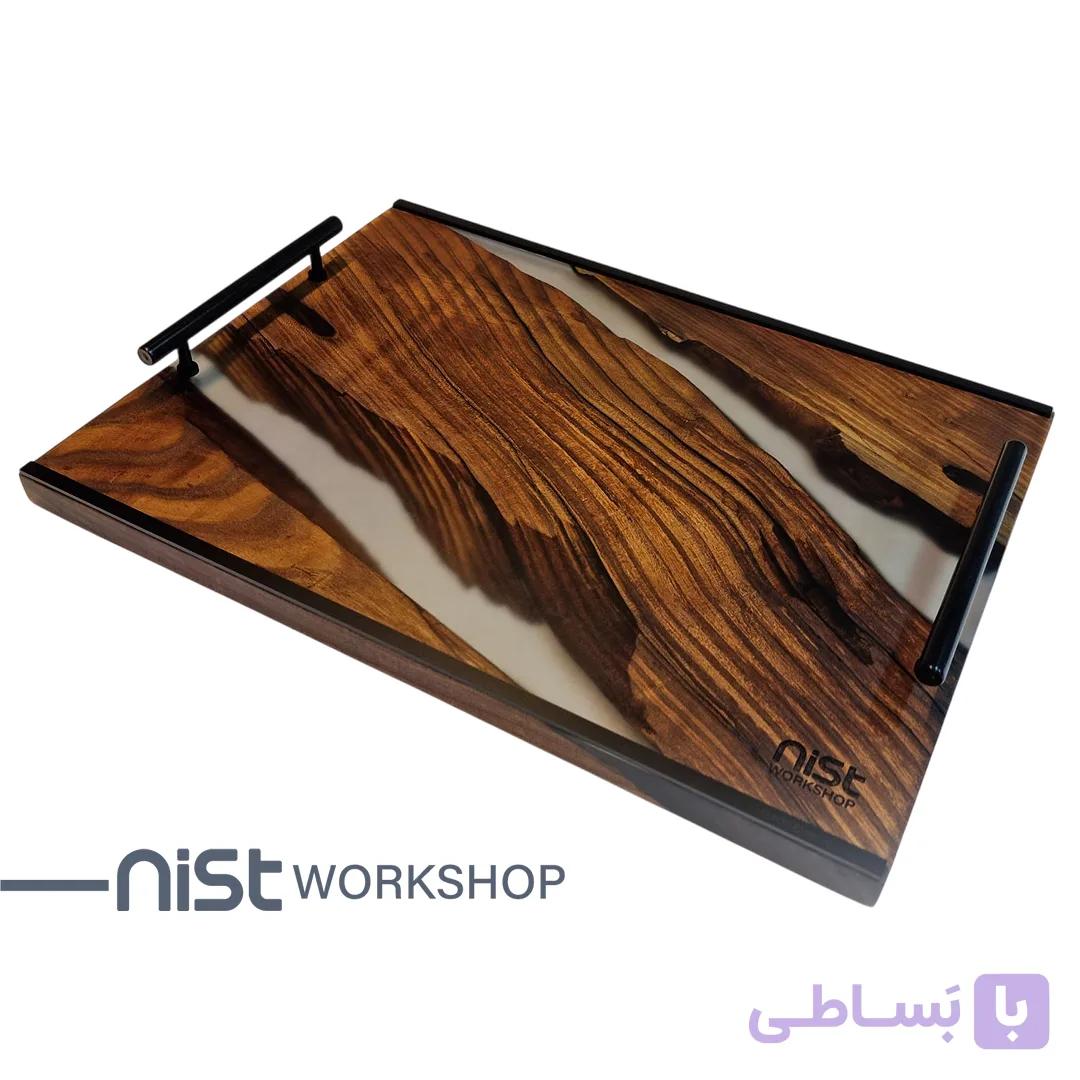 سینی چوبی و رزینی مدل سنجد دودی کد 005