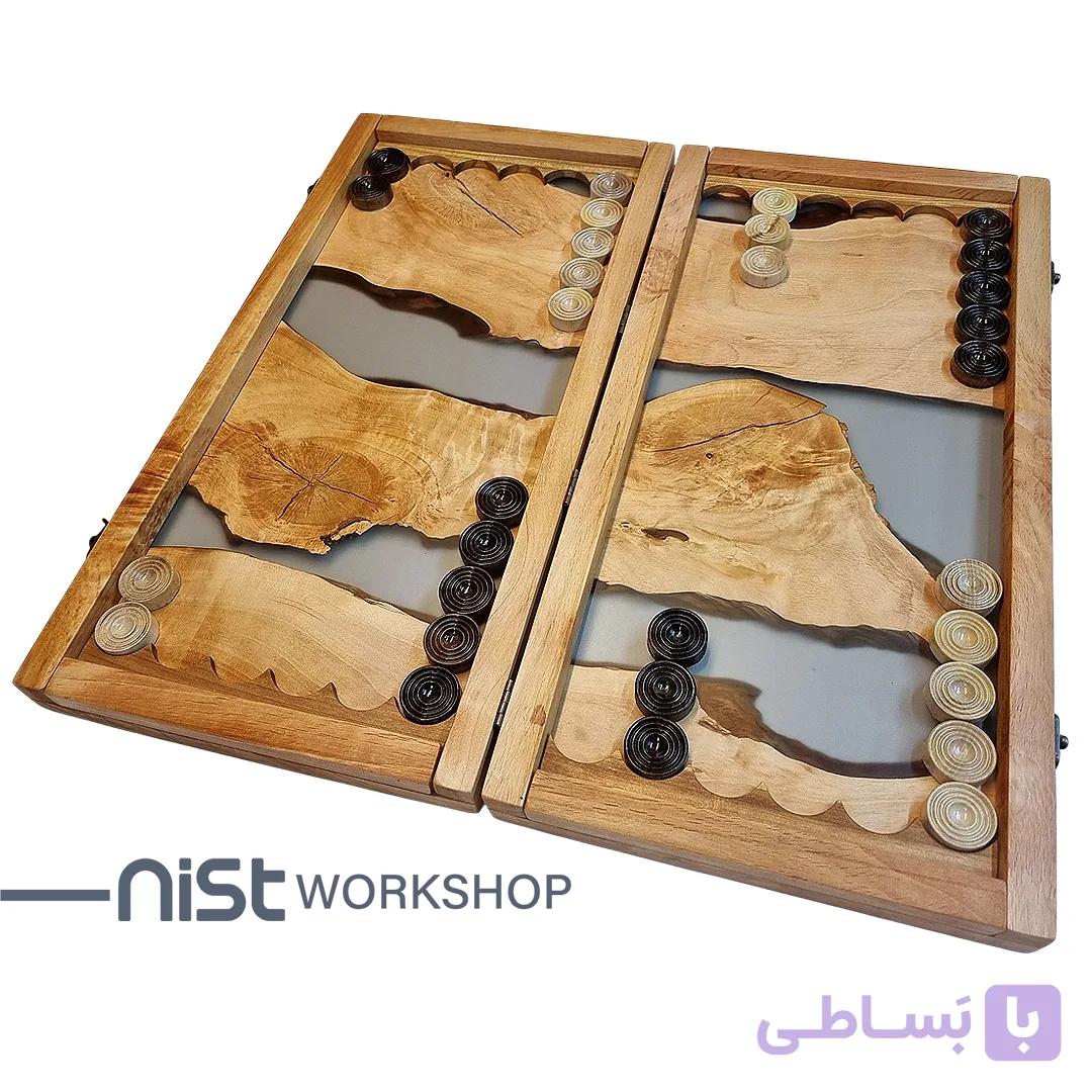 تخته نرد کلاسیک چوبی و رزینی مدل توسکا جنگلی کد TN_tooska0001