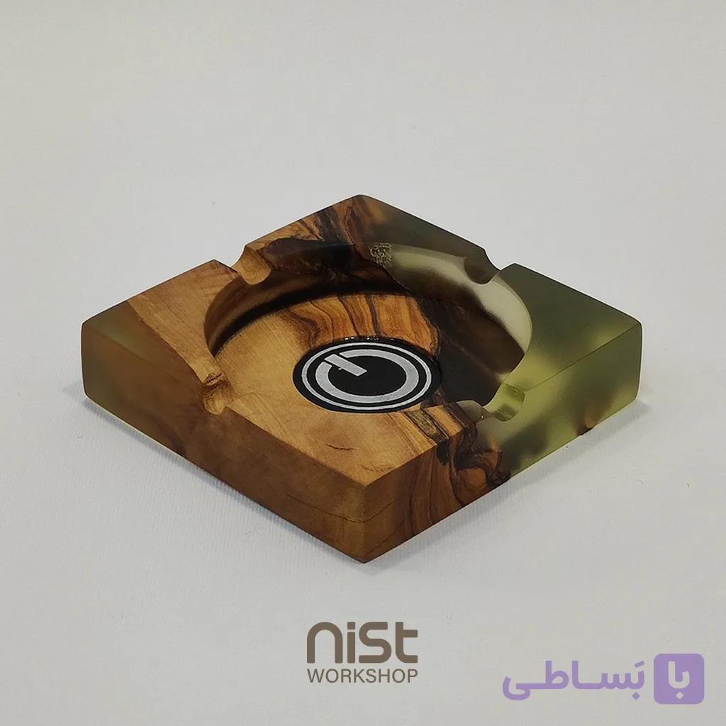 زیرسیگاری چوب زیتون و رزین سبز زیتونی_کد۰۰۰۶