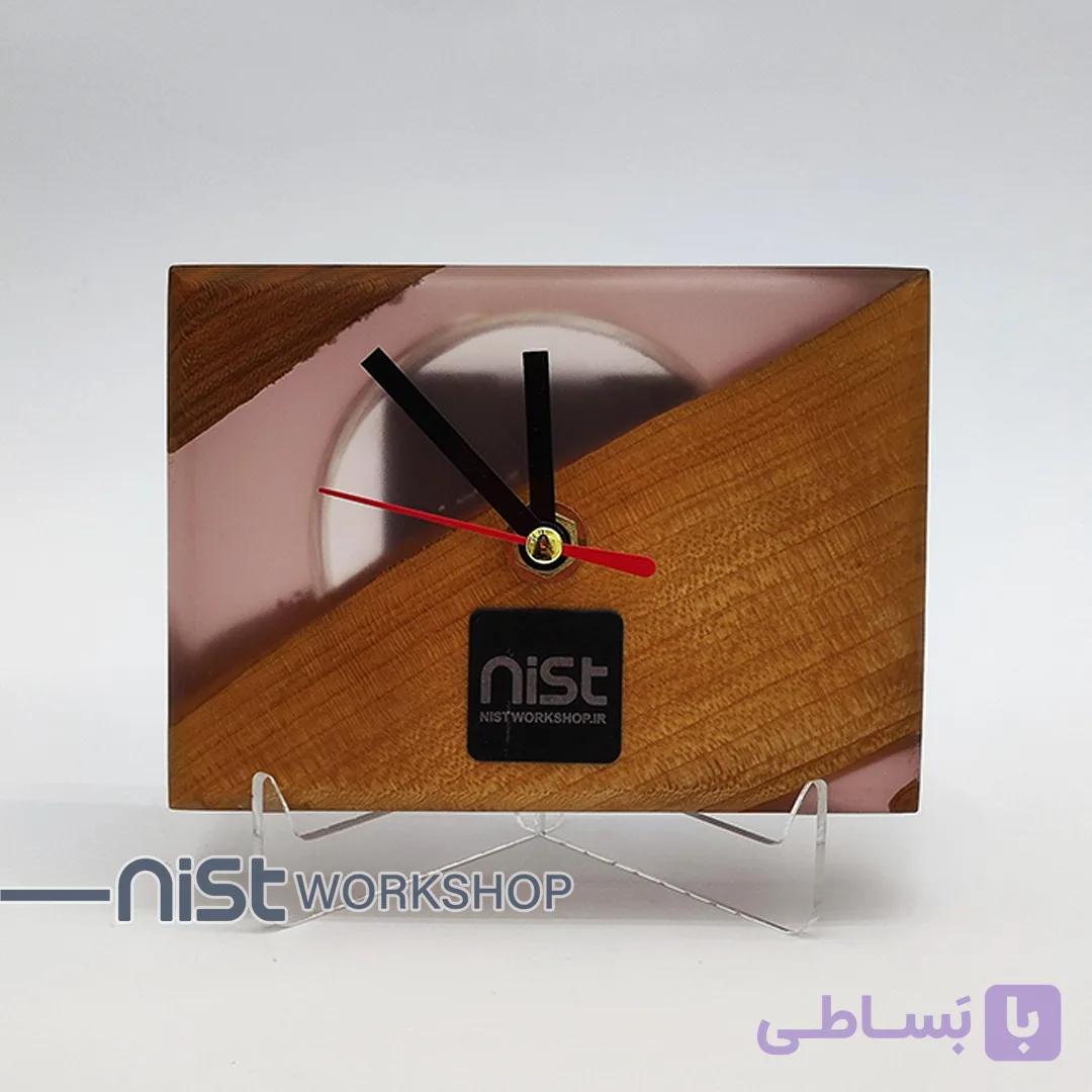 ساعت رومیزی چوب زردآلو و رزین گلبهی_کد۰۰۰۸